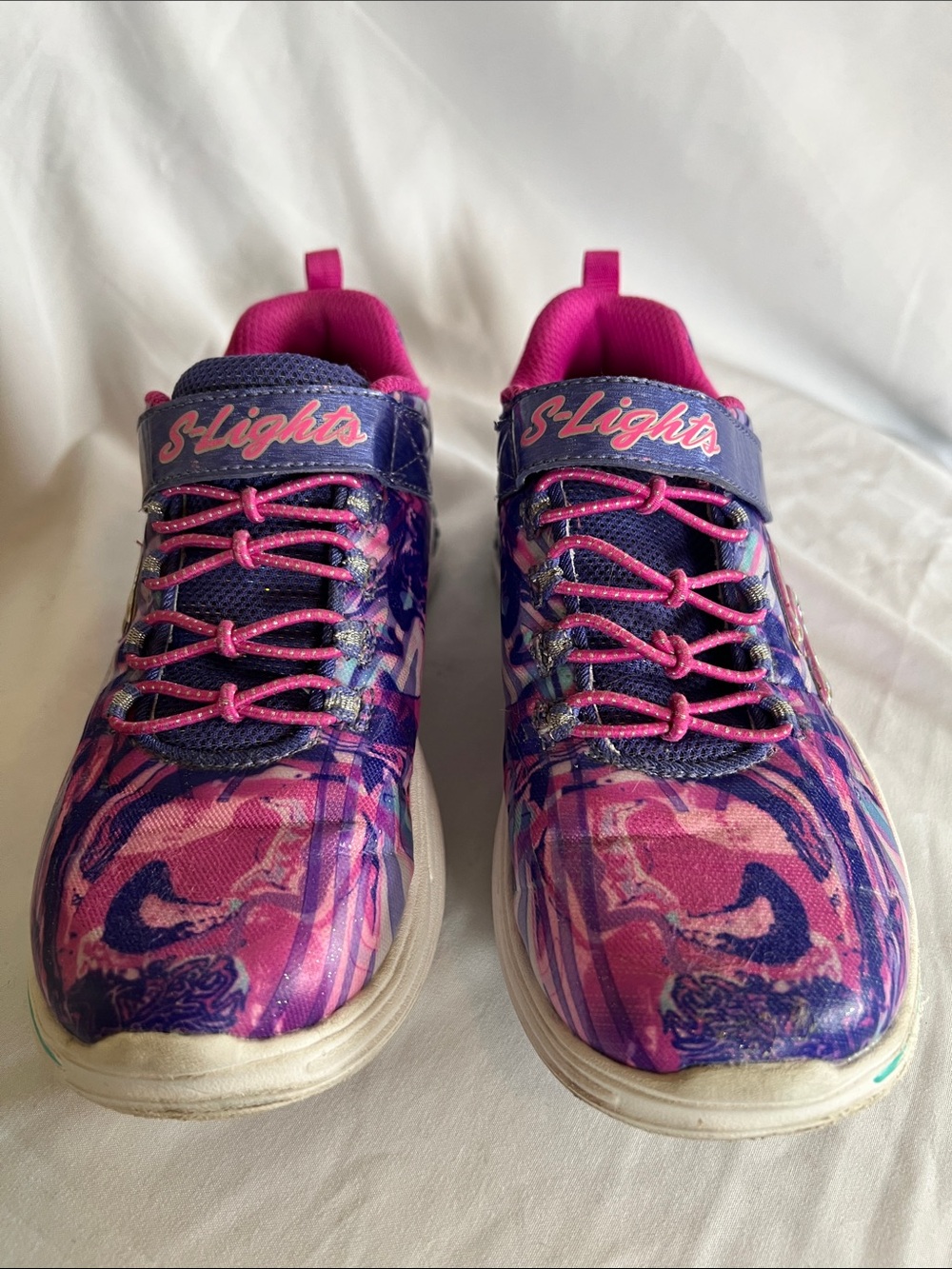 Skechers Pink & Purple Girls' Light-Up Athletic Sneakers Used in Good Condition